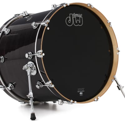 DW Performance Series Bass Drum - 18 x 22 inch - Ebony Stain Lacquer  Bundle with Kelly Concepts Kelly SHU FLATZ System for Shure Beta 91 / 91A image 2