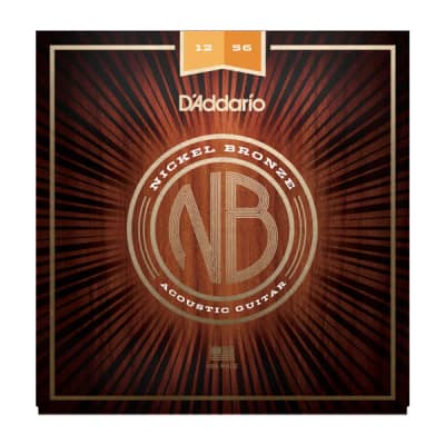 D'Addario Nickel Bronze Acoustic Guitar Strings, Lt. Top/Med. Bottom, 12-56 image 1