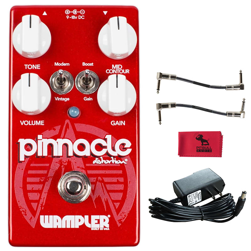 Wampler Pinnacle V2 Distortion Pedal w/ Power Supply, Patch Cables & Cloth