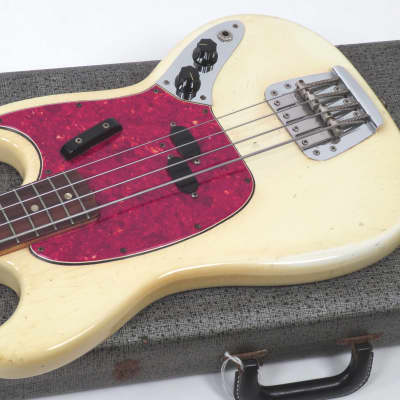 1966 Fender Mustang Bass - Olympic White - First Year Model with Original Case image 6