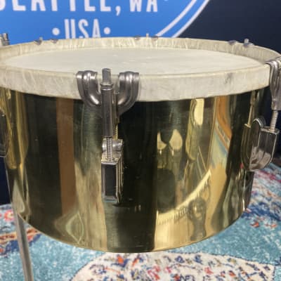 Leedy & Ludwig 1950s "Humberto Morales Model" Brass Timbales and Stand. Perfect! image 9
