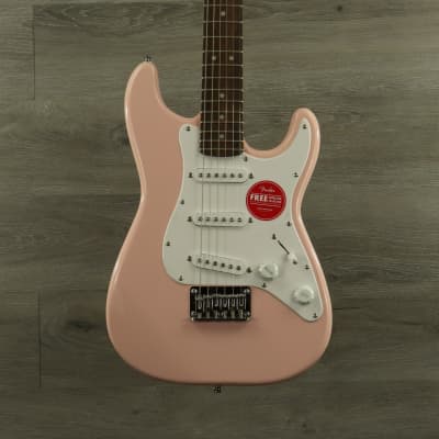 Squier Mini Stratocaster with Laurel Fretboard Shell Pink image 1