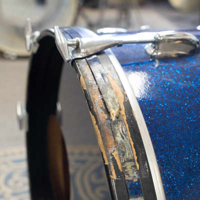1962 Slingerland Sparkling Blue Pearl 14x20 8x12 and 16x16 Drum Kit image 13