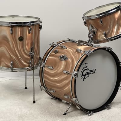 Gretsch 18/12/14" 1960's Round Badge Bop Drum Set - Sunset Satin Flame image 3