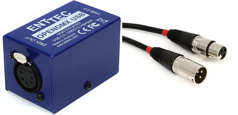 Chauvet DJ DMX3P5FT 3-pin/3-conductor DMX Cable - 5 foot Bundle with ENTTEC Open DMX USB 512-Ch Non-Isolated DMX Interface image 1