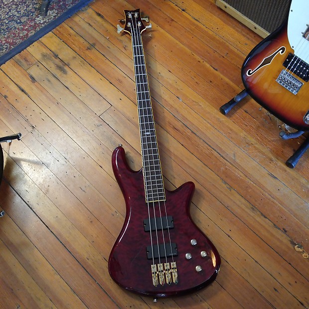 Used Schecter DIAMOND SERIES ELITE 4 Bass Guitar Silver/Gray