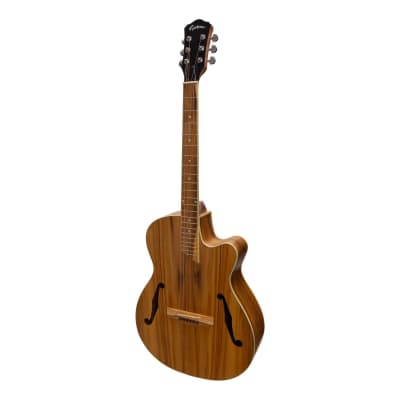 Martinez Jazz Hybrid Acoustic Small Body Cutaway Guitar (Jati-Teakwood) for sale