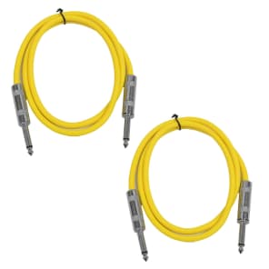 Seismic Audio SASTSX-3-YELLOWYELLOW 1/4" TS Male to 1/4" TS Male Patch Cables - 3' (2-Pack)