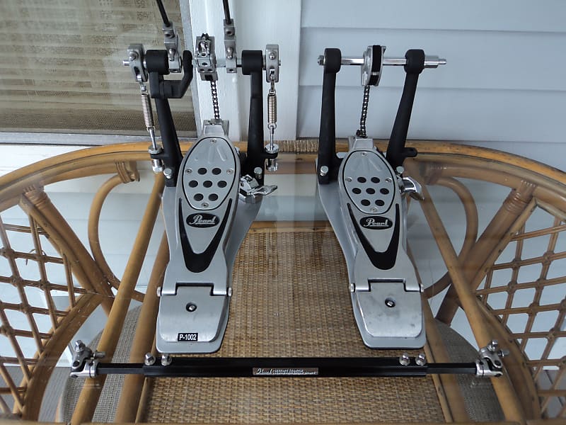 Pearl P-1002 ProStock Double Bass Drum Pedal/Power Shifter- Complete W/Case  & Accessories!