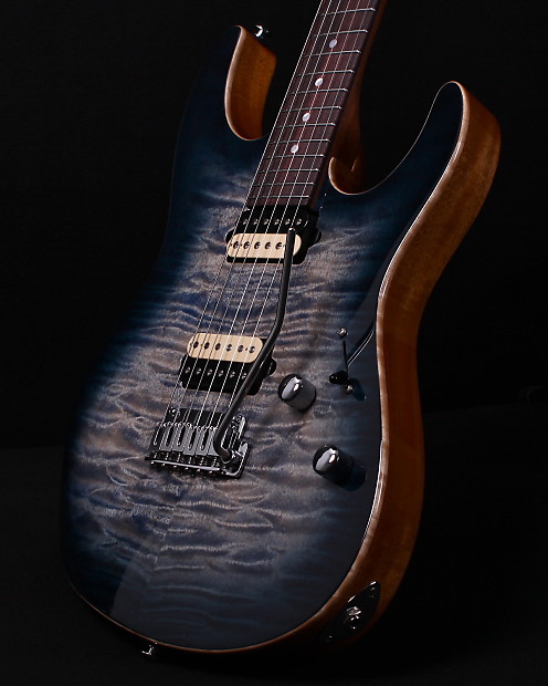 Suhr  Modern Custom Mahogany 2015 Faded Trans Whale Blue Burst Quilt Top image 1