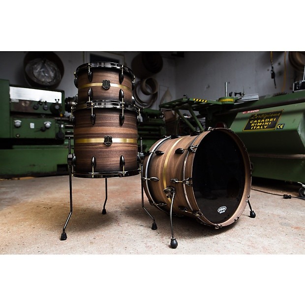 T Berger Drums Mahogany/Walnut/Brass Drum Set - 22x16 / 10x7 / 16x16 image 1