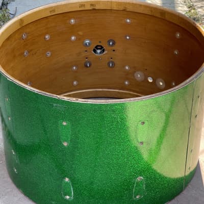 60/70's  Slingerland Green Sparkle 22" Bass Drum Shell 14x22 3-ply image 4