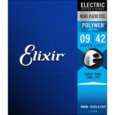 Elixir Nickel Plated Steel Electric Strings - Polyweb-Super Light 9-42 for sale