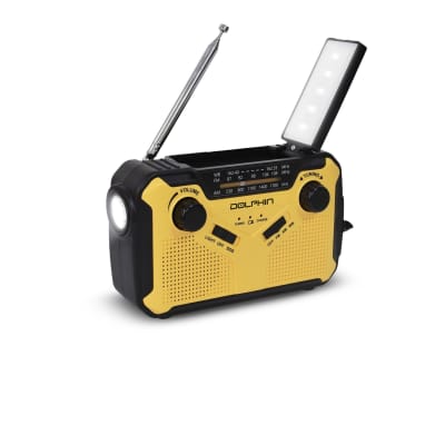 Dolphin R-100C DSP Emergency Radio with Hand Crank  and Solar Power Charging - RED image 4