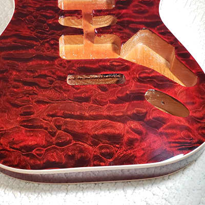 USA made,Double bound Alder body in Dark Cherry Clouds with 5A quilt maple top.Made for a Strat body# RCS-1. Free pick guard while supplies last. image 2