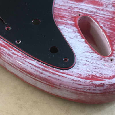 Lefty All Parts Strat Body Left Custom Heavy Relic HSH Candy Apple Red Stain Solid ASH Body 3.9 lb image 2