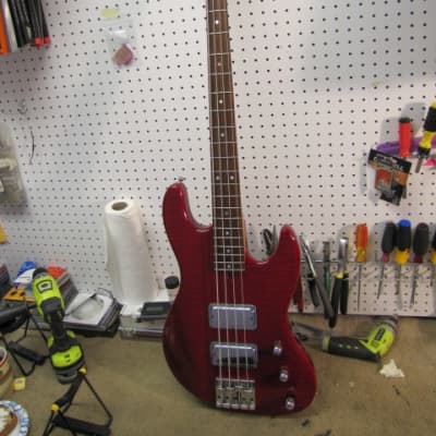Mike Lull Thunder Jazz Bass 1995 Red over Flame Maple image 3