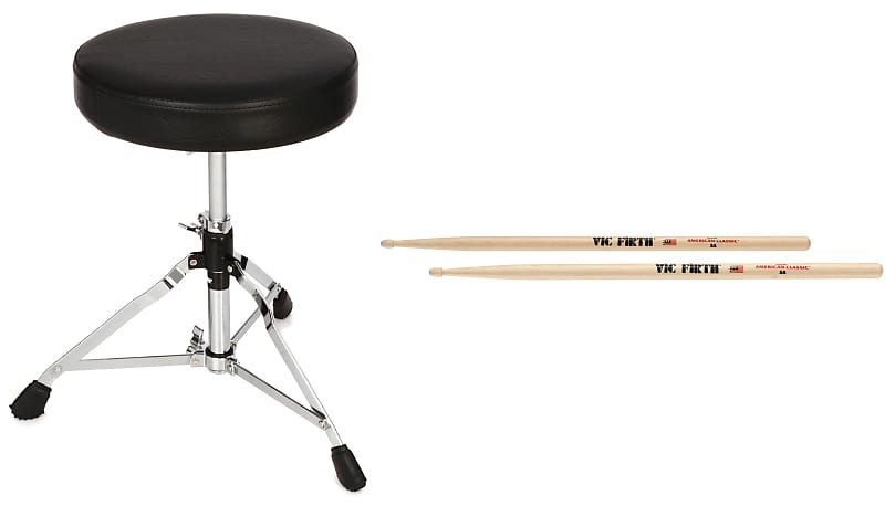Gibraltar 5608 Single-braced Lightweight Drum Throne  Bundle with Vic Firth American Classic Drumsticks - 5A - Wood Tip image 1