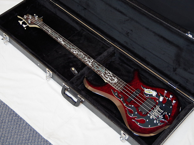 TRABEN Phoenix 4-string BASS guitar NEW Blood Red w/ HARD CASE - Quilt Maple