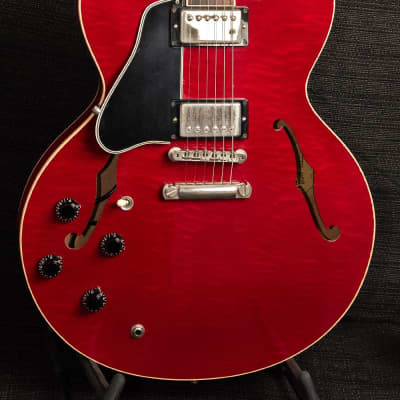 USED Gibson ES-335 Left Handed Flame Top Cherry 1997 Electric w/OHSC image 2