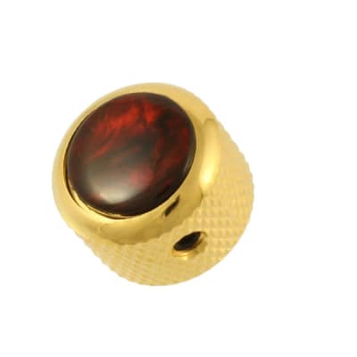 Q-Parts Red Pearloid Guitar Dome Knob Gold for sale