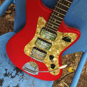 Egmond Model “3V” 1965 Red Vinyl. Electric Guitar.  Made in Holland. Used by most of the 60's Brits image 22