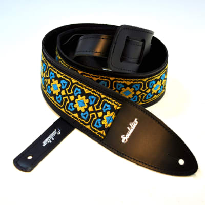 Souldier 'Torpedo' Leather Guitar Strap - Fillmore Gold & Turquoise image 1