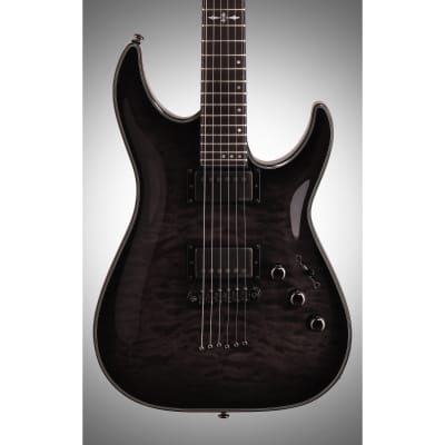 Schecter Hellraiser Hybrid C-1 Electric Guitar, Transparent Black Burst image 3