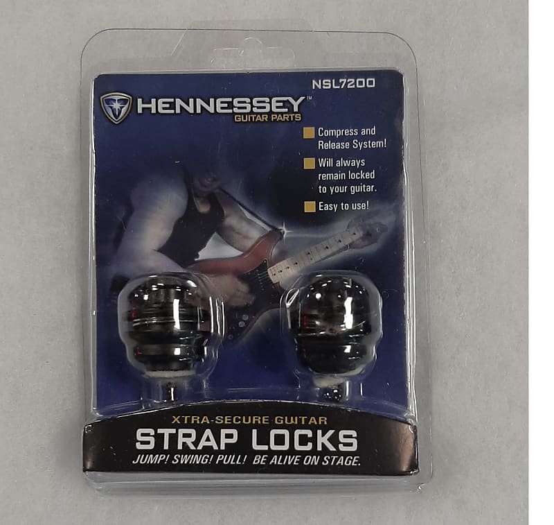Hennessey Guitar / Bass Universal Strap Locks, Black Reverb