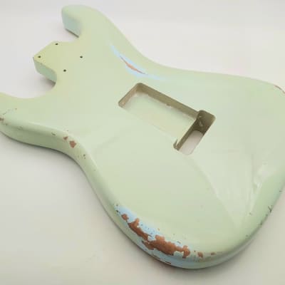 4lbs BloomDoom Nitro Lacquer Aged Relic Sonic Blue HSS S-Style Vintage Custom Guitar Body image 10