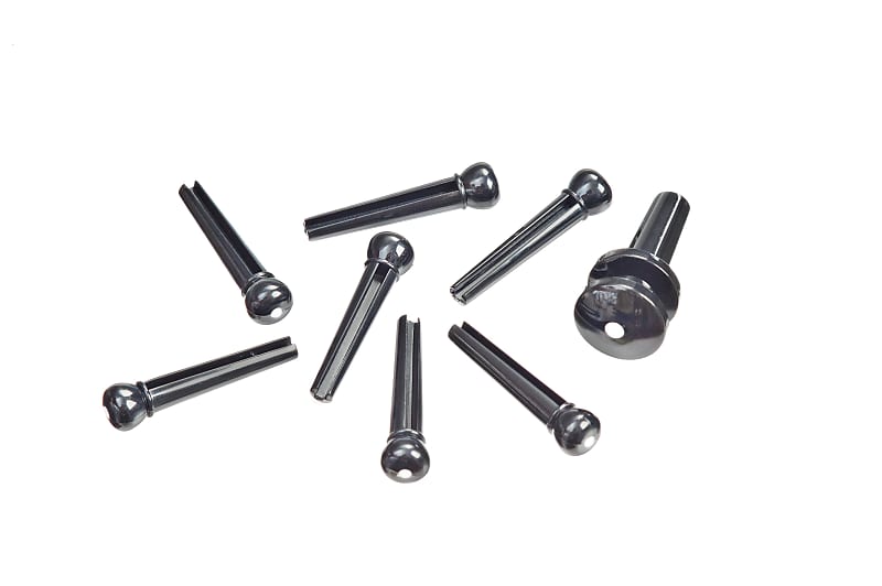 Planet Waves Injected Molded Bridge Pins with End Pin Set, Ebony with Ivory Dot image 1