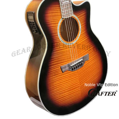 Crafter Noble Vtg Edition small jumbo Tiger Maple Vintage Sunburst electronics guitar image 3