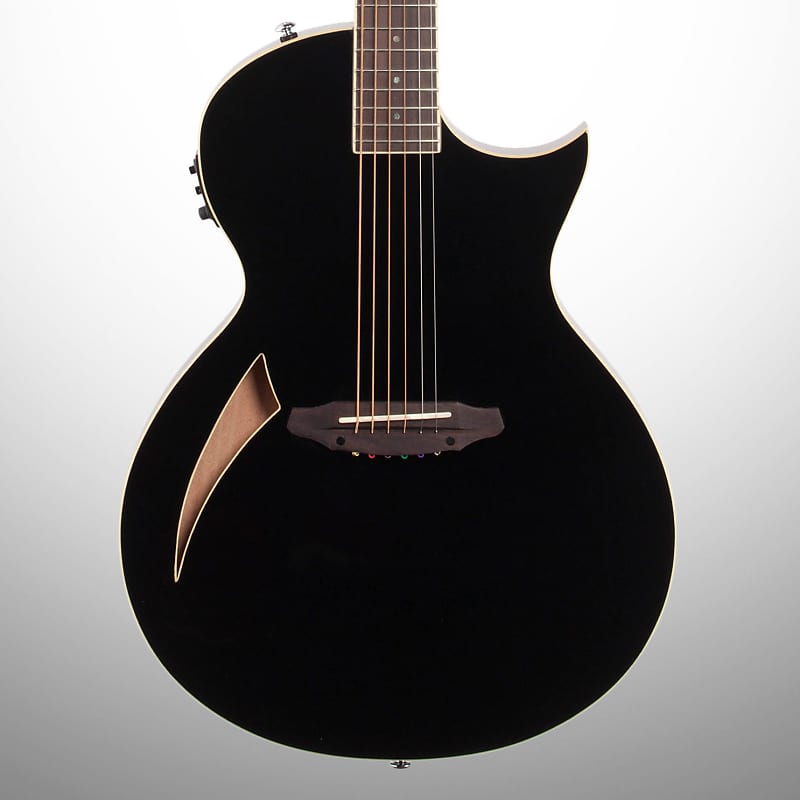 ESP LTD TL-6 Thinline 6 Acoustic-Electric Guitar, Black image 1