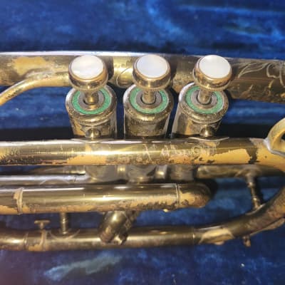 Vintage 1940's WM Frank Cornet Project brass trumpet horn with case image 15