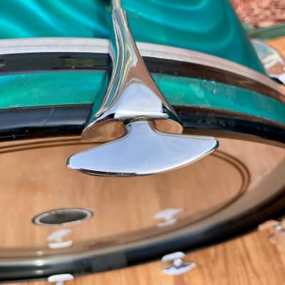 1960s Sonor Teardrop Drum Set Multi-Brilliant Turquoise Satin Flame Blue/Green 20/12/16/5x14 image 21