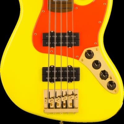 Fender Artist Series MonoNeon Jazz Bass V Maple Fingerboard Neon Yellow With Bag image 2