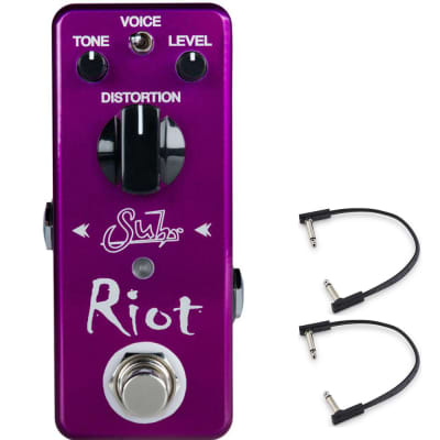 Suhr Riot Mini Distortion Guitar Effects Pedal w/ (2) Flat Patch Cables for sale
