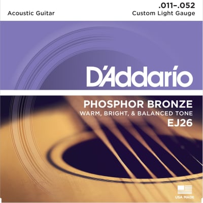 D'Addario EJ26 Phosphor Bronze Acoustic Guitar Strings, Custom Light, 11-52 image 1