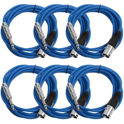 SEISMIC 6 PACK Blue 1/4" TRS  XLR Male 10' Patch Cables image 1