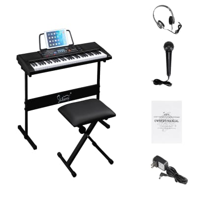 Glarry GEP-104 61 Key Portable Keyboard with Piano Stand, Piano Bench, Built In Speakers, Headphones image 12