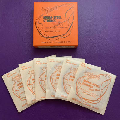 Vintage 1950s Gibson GUITAR Strings FULL SET of 6 Case Candy For 1950s Les Paul 1954 1955 1956 1957 image 1