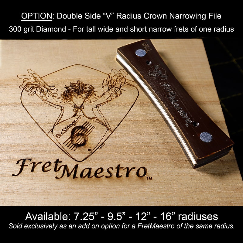 FretMaestro 9.5" Radius "V" Crown Narrow File: 300 grit diamond image 1