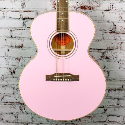 (USED) Epiphone - J-180 LS - Acoustic-Electric Guitar - Pink - w/ Hardshell Case for sale