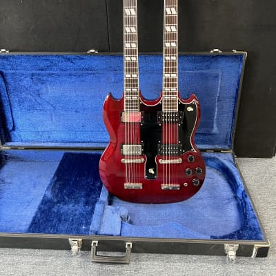 Burny  RSG-140JP Double Neck guitar MIJ 1990's Red Jimmy Page EDS-1275 copy  W/OHSC image 1