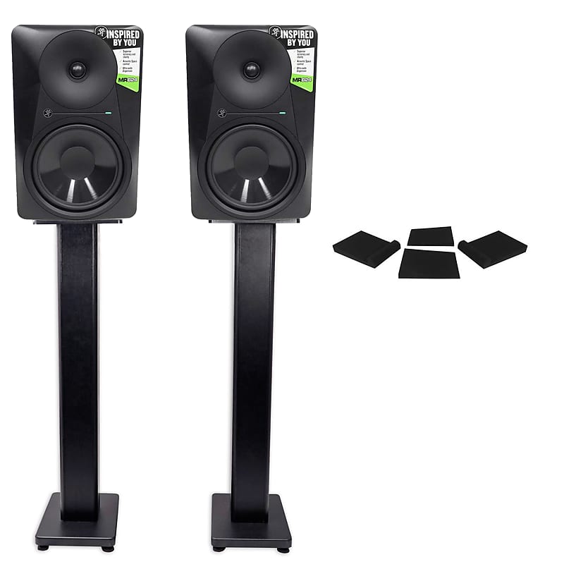 2) Mackie MR824 8” 85w Powered Studio Monitor Speakers+Stands+Isolation Pads image 1