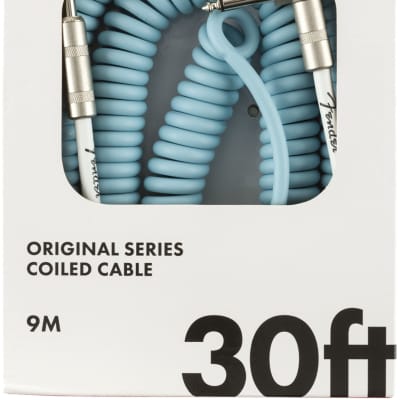 Genuine Fender Original Series Coil Cable, Straight-Angle, 30', Daphne Blue image 2