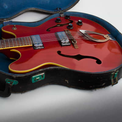 Guild  Starfire XII 12 String Semi-Hollow Body Electric Guitar (1966), ser. #DC-400, original black hard shell case. image 14