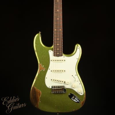 Fender Custom Shop Eddie's Guitars Exclusive Dealer Select Roasted 1963 Stratocaster Heavy Relic - Chartreuse Sparkle image 3