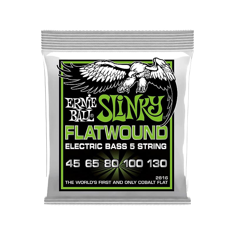 Ernie Ball Slinky Cobalt Flatwound Bass 5 String Set 45 65 80 100 130 image 1