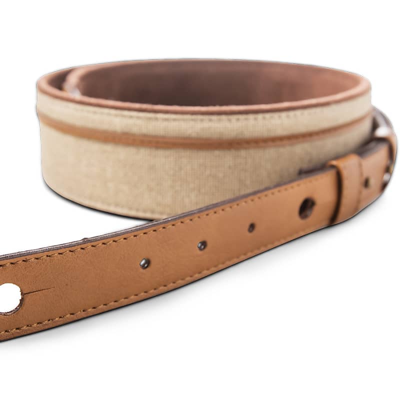 Taylor Strap, Vegan Leather, Tan with Natural Textile Trim , 2.5